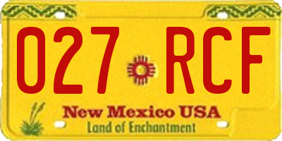 NM license plate 027RCF