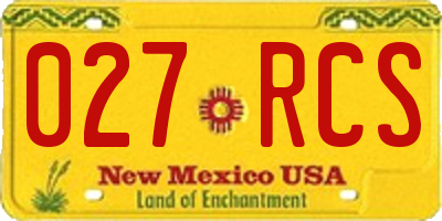 NM license plate 027RCS