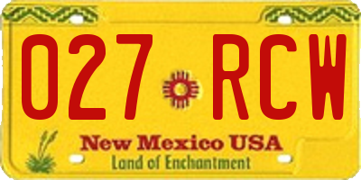 NM license plate 027RCW