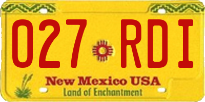 NM license plate 027RDI