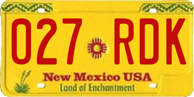 NM license plate 027RDK