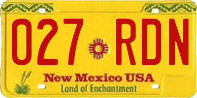 NM license plate 027RDN