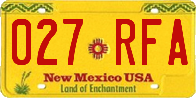 NM license plate 027RFA