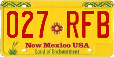 NM license plate 027RFB