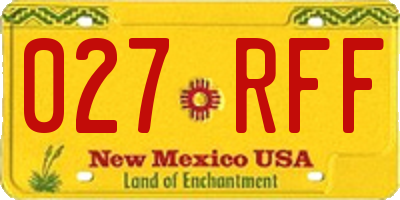 NM license plate 027RFF