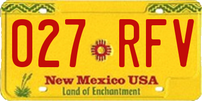 NM license plate 027RFV