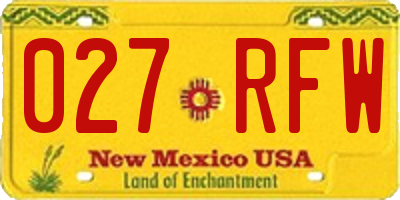 NM license plate 027RFW