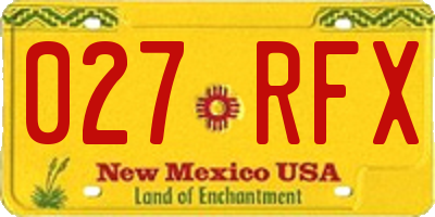 NM license plate 027RFX