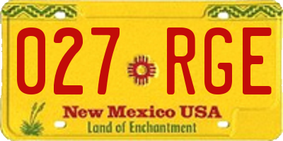 NM license plate 027RGE