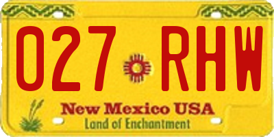 NM license plate 027RHW