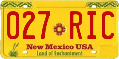 NM license plate 027RIC