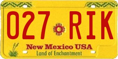 NM license plate 027RIK