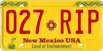 NM license plate 027RIP