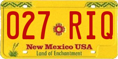 NM license plate 027RIQ