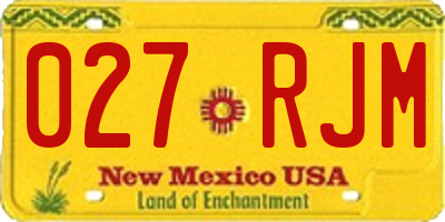 NM license plate 027RJM