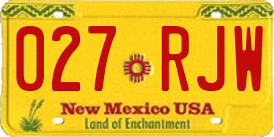 NM license plate 027RJW