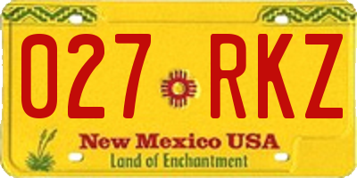 NM license plate 027RKZ