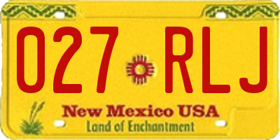 NM license plate 027RLJ