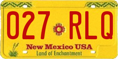 NM license plate 027RLQ