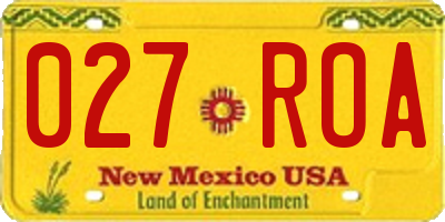 NM license plate 027ROA