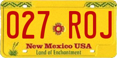 NM license plate 027ROJ