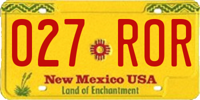 NM license plate 027ROR