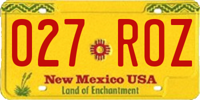 NM license plate 027ROZ