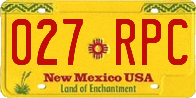 NM license plate 027RPC
