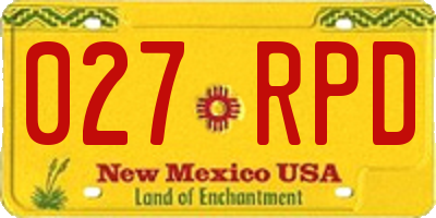 NM license plate 027RPD