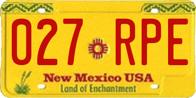 NM license plate 027RPE