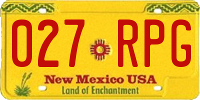 NM license plate 027RPG