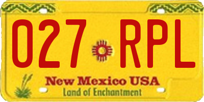 NM license plate 027RPL