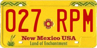 NM license plate 027RPM