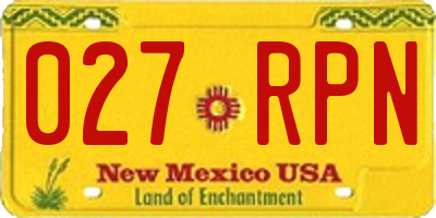 NM license plate 027RPN