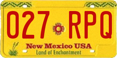 NM license plate 027RPQ