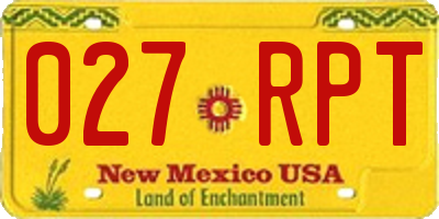NM license plate 027RPT