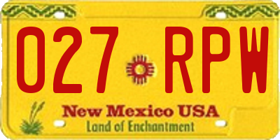 NM license plate 027RPW