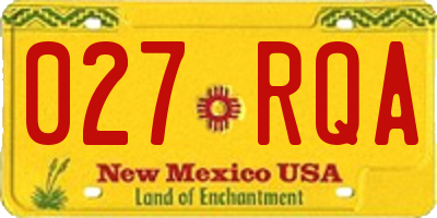 NM license plate 027RQA
