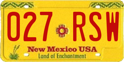 NM license plate 027RSW