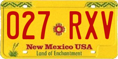 NM license plate 027RXV
