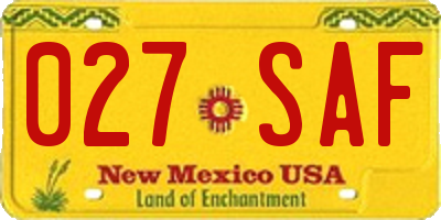 NM license plate 027SAF