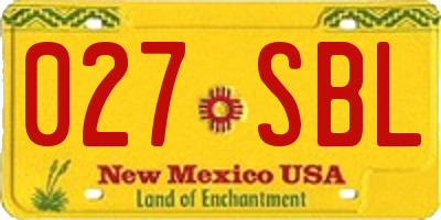 NM license plate 027SBL