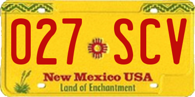 NM license plate 027SCV