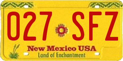 NM license plate 027SFZ