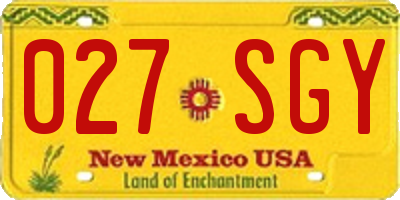 NM license plate 027SGY