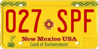 NM license plate 027SPF