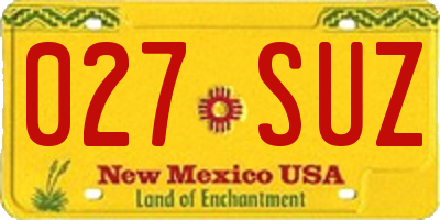 NM license plate 027SUZ