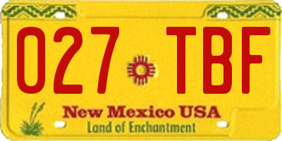 NM license plate 027TBF