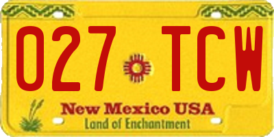 NM license plate 027TCW