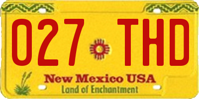NM license plate 027THD